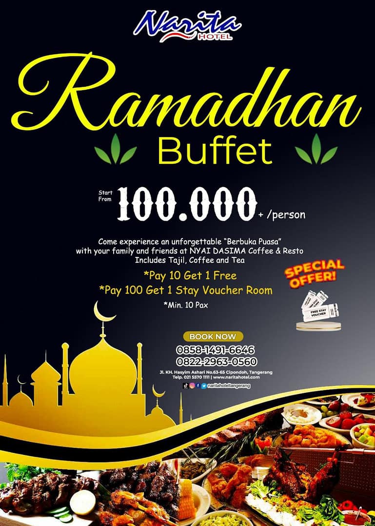 Bulan Ramadhan, Narita Hotel Tangerang Berikan Promo 
Ramadhan Hampers, Ramadhan Buffet hingga Voucher Menginap Gratis 
